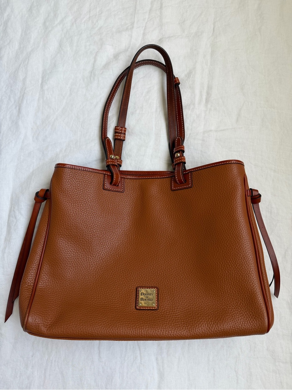Dooney & Bourke Cognac Pebbled Lexington Leather Tote with Dark Trim
